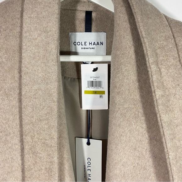 Cole Haan Slick Wrap Coat wool blend size 14 bone color - Picture 3 of 10